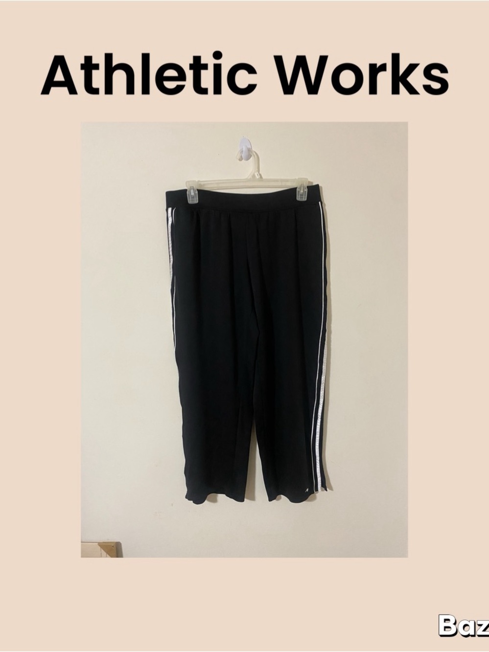 Athletic Works Women’s Black Sweatpants with White Side Stripes Size XL